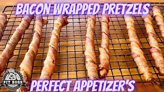 Pit Boss Recipes  bacon wrapped pretzels on pellet grills  pit boss pro series 1150 [upl. by Annuahsal]