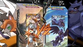 POKEMON TCG LYCANROC V BATTLE DECK VS CORVIKNIGHT V BATTLE DECK [upl. by Gruber]