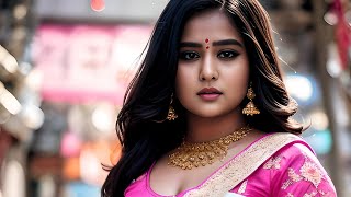 4K Ai Art Indian Lookbook Model  Plus Size Girl Photoshoot In Saree [upl. by Karmen709]