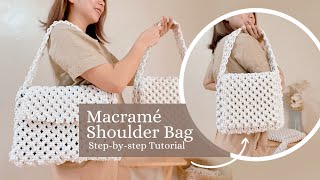 DIY Macrame Shoulder Bag  Stepbystep Tutorial for Beginners [upl. by Annairda]