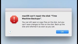 Fixed MacOS cant repair the disc quotTime Machine Backupsquot [upl. by Nehcterg359]