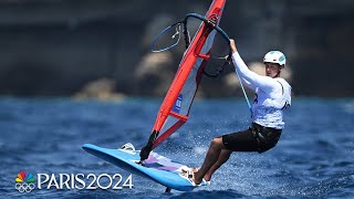 Israels Tom Reuveny wins mens windsurfing sailing gold  Paris Olympics  NBC Sports [upl. by Cherrita560]