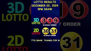 Lotto Result December 02 2024 5pm Draw shorts [upl. by Relyhs]