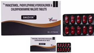 SNIZVIN Tablets PARACETAMOL PHENYLEPHRINE HYDROCHLORIDE amp CHLORPHENIRAMINE MALEATE TABLETS [upl. by Carrol291]