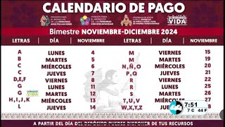 🚨💰 Pensión Bienestar Calendario OFICIAL de pago noviembrediciembre 2024 [upl. by Demmer90]