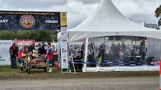 First motorbike and sidecar ready to start the Hardi 24 Hour Trial centenary Kapunda Australia [upl. by Zielsdorf]