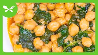 Receta GARBANZOS con ESPINACAS ▶ FACIL y RICO ✅ [upl. by Dinin]