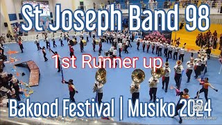 St Joseph Band 98  Bakood Festival  Musiko 2024  1st Runner up Marching Show Band [upl. by Ama]