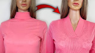 ⚡✅SEWING TRICK How to Easily Alter a Tight Neckline into a VNeck [upl. by Nahc]