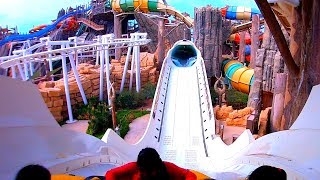 HydroMagnetic Raft Water Coaster Ride  YAS Waterworld Water Slide POVs [upl. by Havstad]