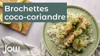 Recette des brochettes de poulet cococoriandre [upl. by Liuqnoj]