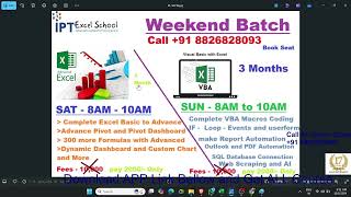 4 Hours Free Class for Advanced Excel and VBA Macros  SAT  SUN  8AM Call for Join 91 8802579388 [upl. by Drofkcor]