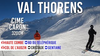 Skiing Cime Caron 3200m in Val Thorens Les 3 Vallées 4K UHD [upl. by Aibonez]