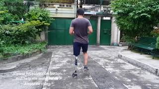 Above knee amputee running with everyday prosthetic foot [upl. by Akemihs743]