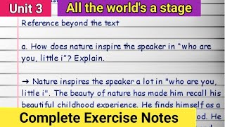 All the worlds a stage Exercise Class 11 English Questions Answers [upl. by Orelee583]