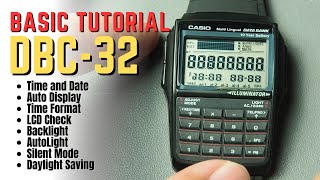 Casio DBC32 Tutorial and Tips Set Time Date Format Silent Backlight Daylight Saving LCD Check [upl. by Salema]