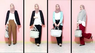 افكار حجاب تنسيقات أنيقة Tansi9 malabis hijab ani9a HIJAB CHIC amp ELEGANT WORK LOOKBOOK [upl. by Ainoek]