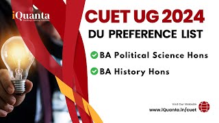 CUET UG 2024  DU Preference List for Political Science Hons amp History Hons [upl. by Hselin]