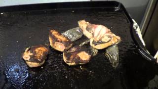 Cooking demo of black cod livers and collars [upl. by Thevenot]