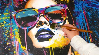 Fused Pop Art and Street Art Painting 🎨 Create a Stylish Acrylic Piece  Glamour In Chaos [upl. by Cave]