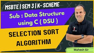 Selection Sort Algorithm in DSU  MSBTE  Toshib Tutorials [upl. by Econah]