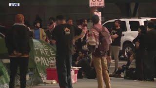 ProPalestine encampment forms right outside LA City Hall [upl. by Aynotel]