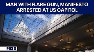 Man arrested with torch flare gun and manifesto at US Capitol [upl. by Kired]