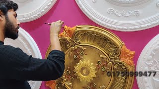 How to Assemble Modern Ceiling medallion antique Colour amp Amazing silver Gold OIL Painting 4K Ep3 [upl. by Ajssatan]