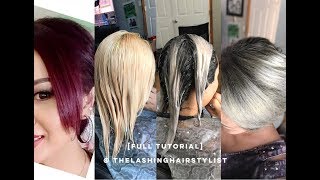 FULL TUTORIAL How to bleach red hair to root shadowcolor melt ash blonde hair [upl. by Anyrtak315]