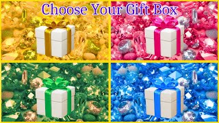 Choose Your Gift From 4 💝💝💝🤮 Gift Box Challenge  Gold Pink Green amp Blue [upl. by Mag]