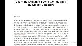 Learning Dynamic Scene Conditioned 3D Object Detectors [upl. by Angell250]