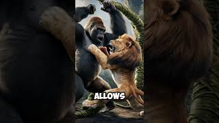 How does a gorilla defend itself against a lion gorilla gorillavslion foryou funny shark [upl. by Haleemaj]