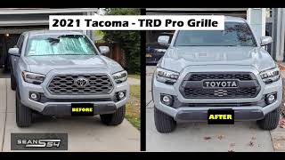 TRD Pro Grille Installed on a 2021 Toyota Tacoma TRD Off Road [upl. by Merridie]