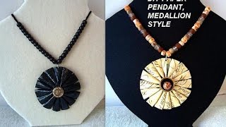 DIY PAPER JEWELRY paper beads MEDALLION GIFT WRAP PAPER PENDANT [upl. by Hanleigh752]