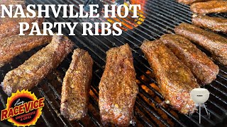 Nashville Hot Spare Ribs On The Weber Kettle  Individual Party Ribs  Spicy and Delicious [upl. by Naesal986]