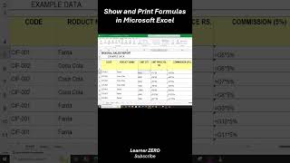 Show and Print Formulas in Excel Sheet Microsoft Excel Lesson excel learning microsoftexcel [upl. by Gnilrits]