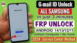 SAMSUNG FRP BYPASS 2024 100 DONE Android 1314 New Security 2024✔️Frp Lock Removal  Frp Unlock [upl. by Nerua]