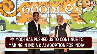 Sundar Pichai Meeting With PM Modi Lauds Make In India Movement  Google Proud Partner With India [upl. by Notseh]