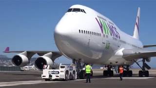 Boeing 747400 Wamos air landing taxi and take off [upl. by Atiuqat895]