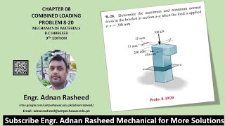 Problem 820  Combined Loading  Mechanics of materials RC Hibbeler  Stress  Mechanics [upl. by Glynn377]