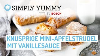 Mini Apfelstrudel mit Filoteig und selbstgemachter Vanillesoße 🍎  SIMPLY YUMMY Rezepte [upl. by Nrublim]