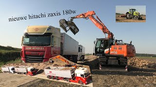 suiker bieten laden met nieuwe hitachi zaxis 180w 7 PENTENGA bij westerhof oost Groningen farmers 4K [upl. by Arahd]