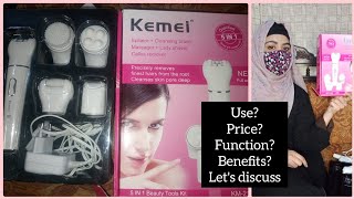 Kemei facial massager  5 in 1 beauty massager  Review  worth buying or not [upl. by Aneerbas]