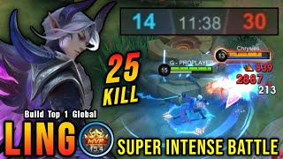 25 Kills Ling Best Build and Emblem Super Intense Battle  Build Top 1 Global Ling  MLBB [upl. by Karame389]