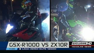 SUZUKI GSXR1000 VS KAWASAKI ZX10R quotREVANSquot  NAFAS PANJANG [upl. by Yodlem]