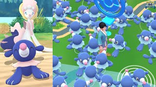 Popplio Comm Day in Pokemon GO Primarina Unleashes Hydro Cannon [upl. by Stein]