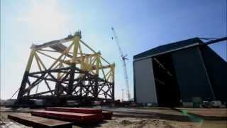 Load out operations HelWin beta jacket at Heerema Vlissingen [upl. by Ycnahc921]