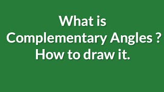 What is complementary angles  How to draw it SHSIRCLASSES [upl. by Norbert]