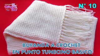 Como tejer la Bufanda N° 10 o chalina UNISEX a crochet o ganchillo en Punto Tunecino FÁCIL Y RÁPIDO [upl. by Reinald]