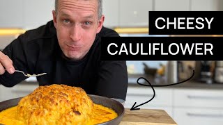 Whole roast cauliflower covered in a rich cheese sauce [upl. by Ogdon186]